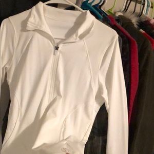 White athletic sweater